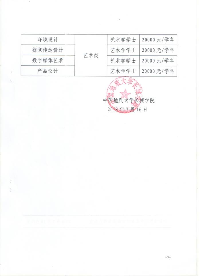 關于調整2018年本科專業學費的通知